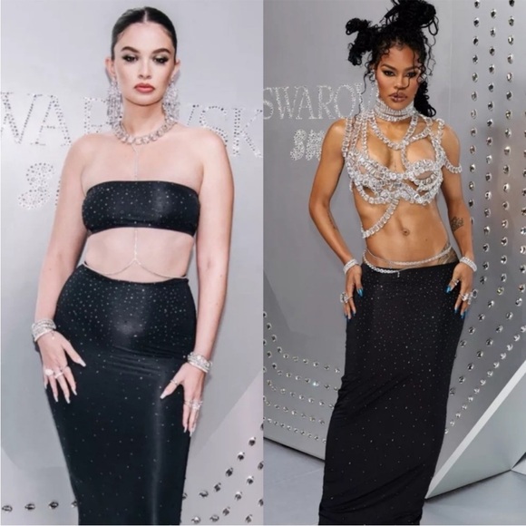 NWOT! SKIMS X Swarovski Jelly Sheer Maxi Skirt in Onyx Black - Picture 12 of 16